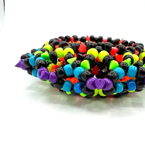 🖤🌈 “Neon Black Rainbow” Kandi Cuff - Picture 4 of 6